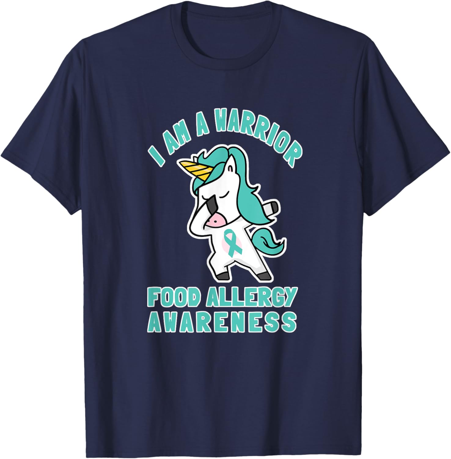 Im A Warrior Food Allergies Awareness Unicorn T-Shirt - T-Shirt | Navy