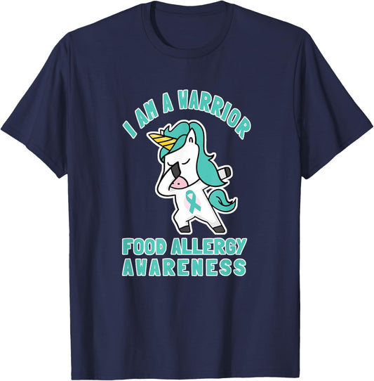 Im A Warrior Food Allergies Awareness Unicorn T-Shirt - T-Shirt | Navy