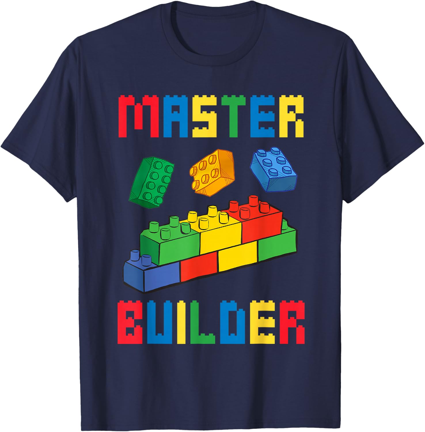 Brick Builder Funny Blocks Building Master Builder Toys Kids Small T-Shirt - T-Shirt | Navy