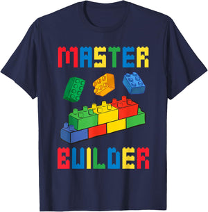 Brick Builder Funny Blocks Building Master Builder Toys Kids Small T-Shirt - T-Shirt | Navy