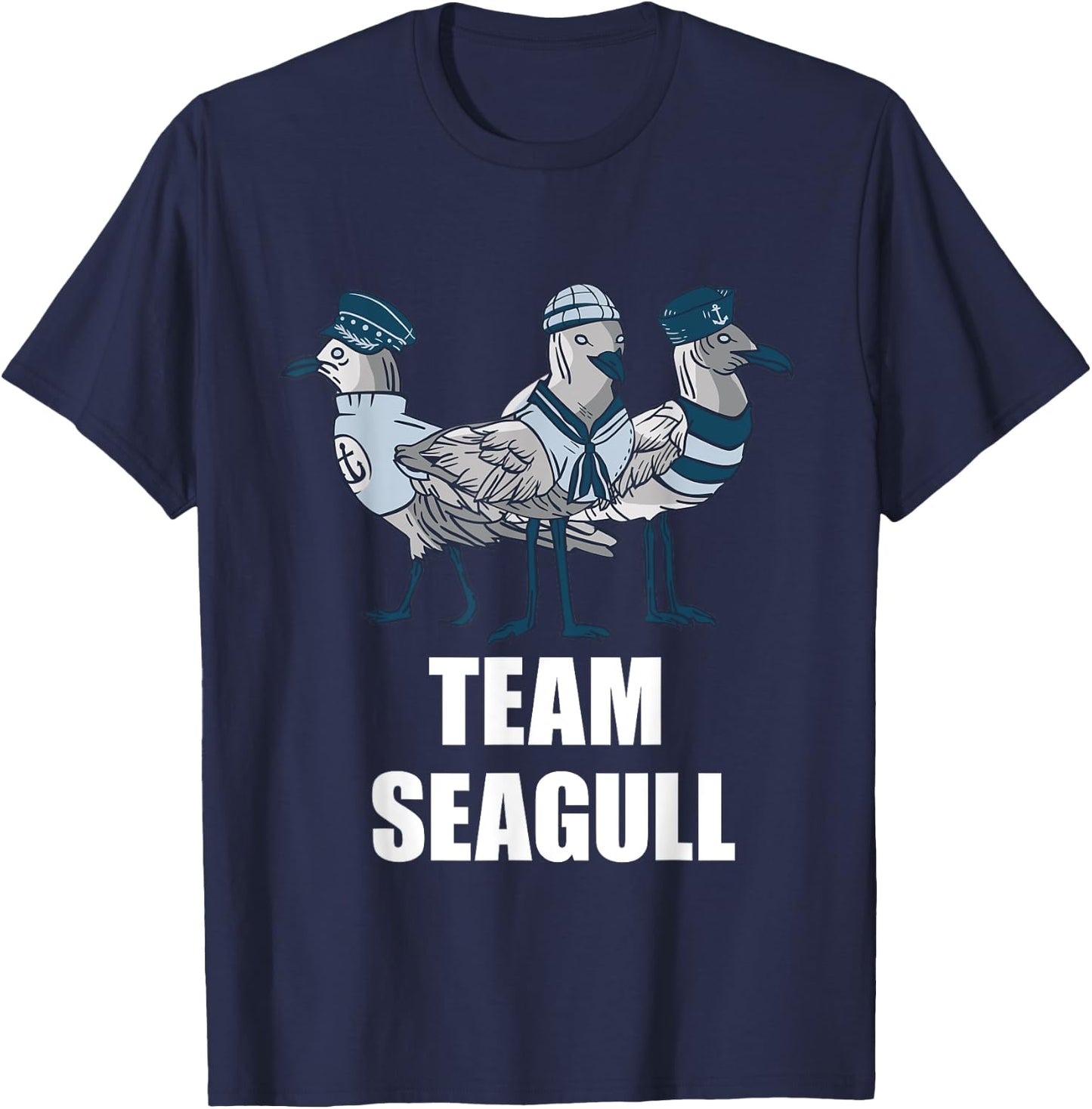 Seagull Team Seagull Sailor Crew Captain Seagull Lover T-Shirt - T-Shirt | Navy