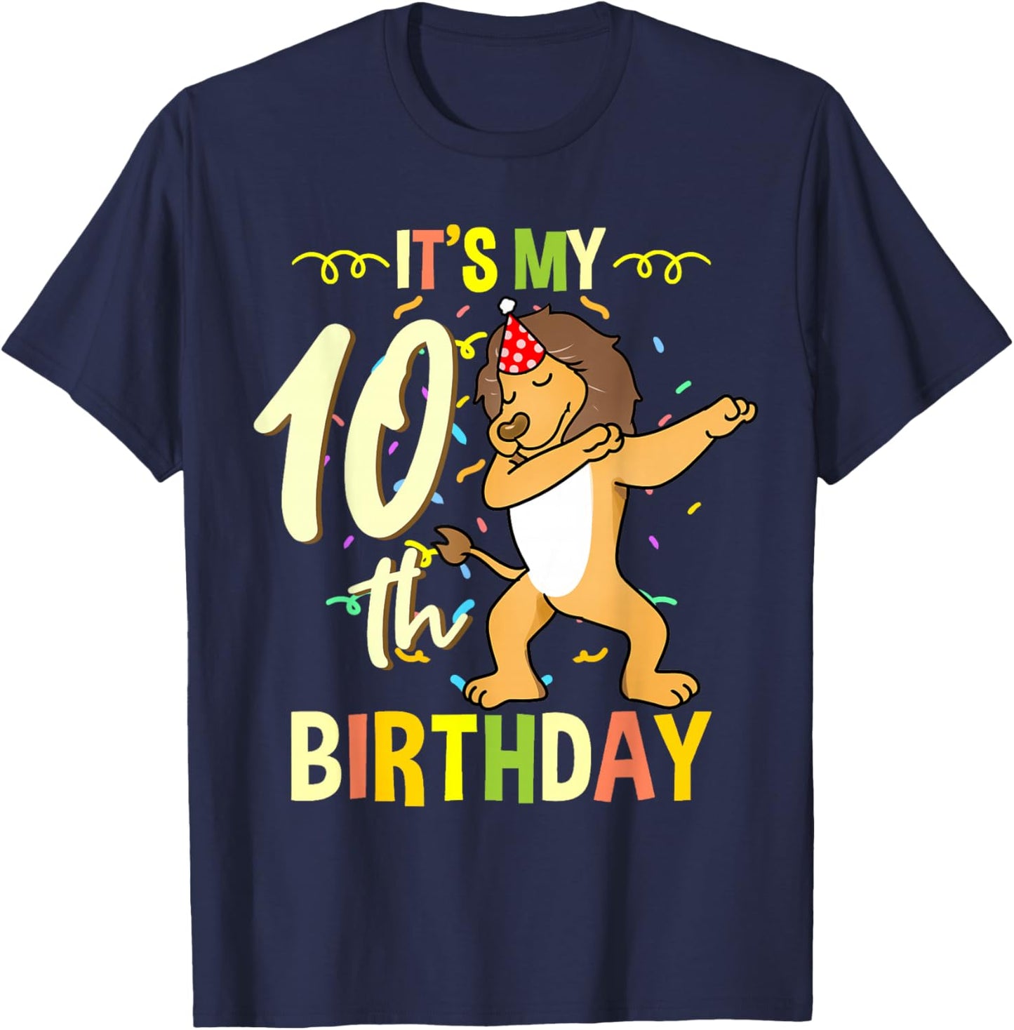 Its My 10th Birthday Dabbing Lion T-Shirt - T-Shirt | Navy