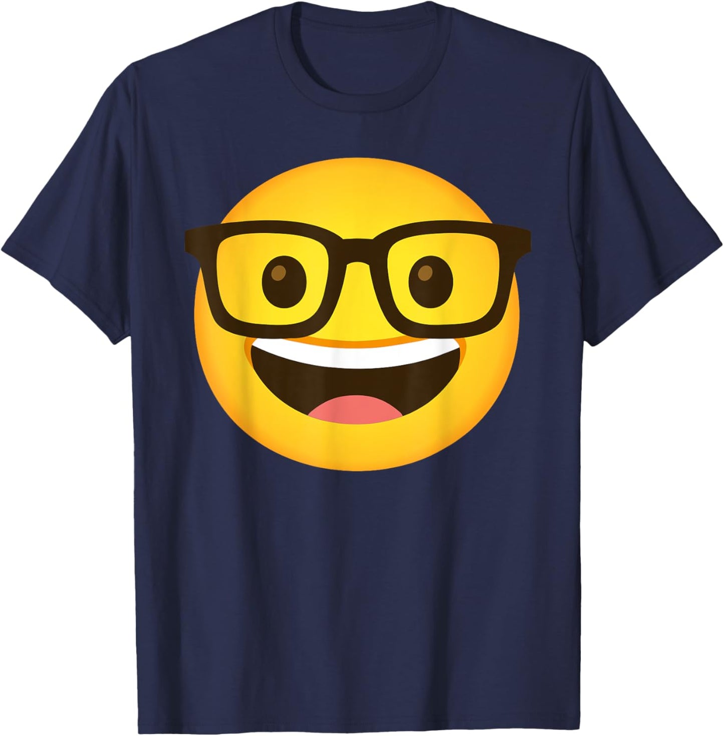 Nerd Face Emoticon Nerdy face with Glasses T-Shirt - T-Shirt | Navy