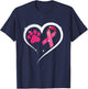 Heart Dog Paw Print Pink Ribbon Breast Cancer Awareness T-Shirt - T-Shirt | Navy