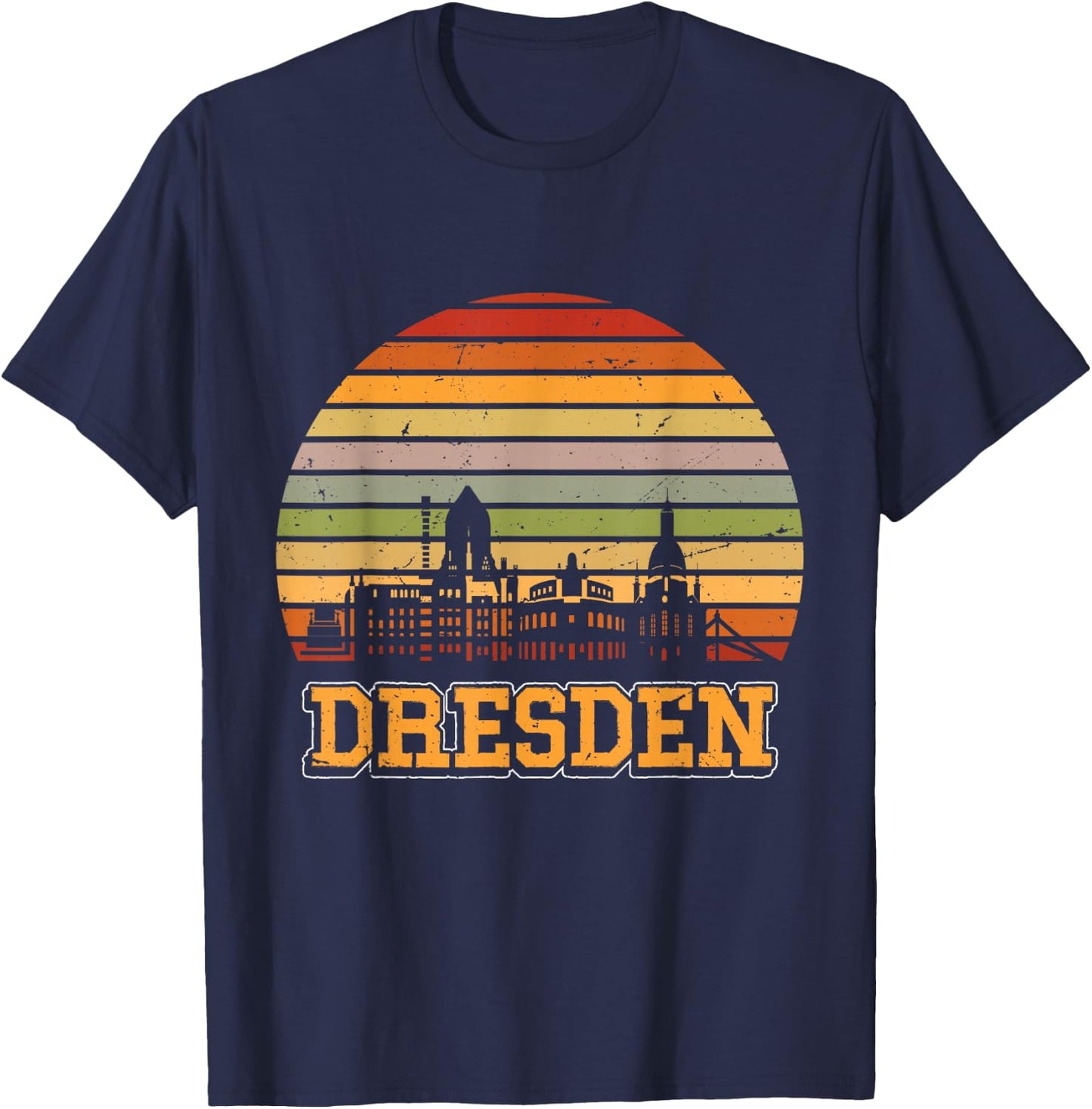 Dresden Skyline Retro Vintage Souvenir Dresden T-Shirt - T-Shirt | Navy