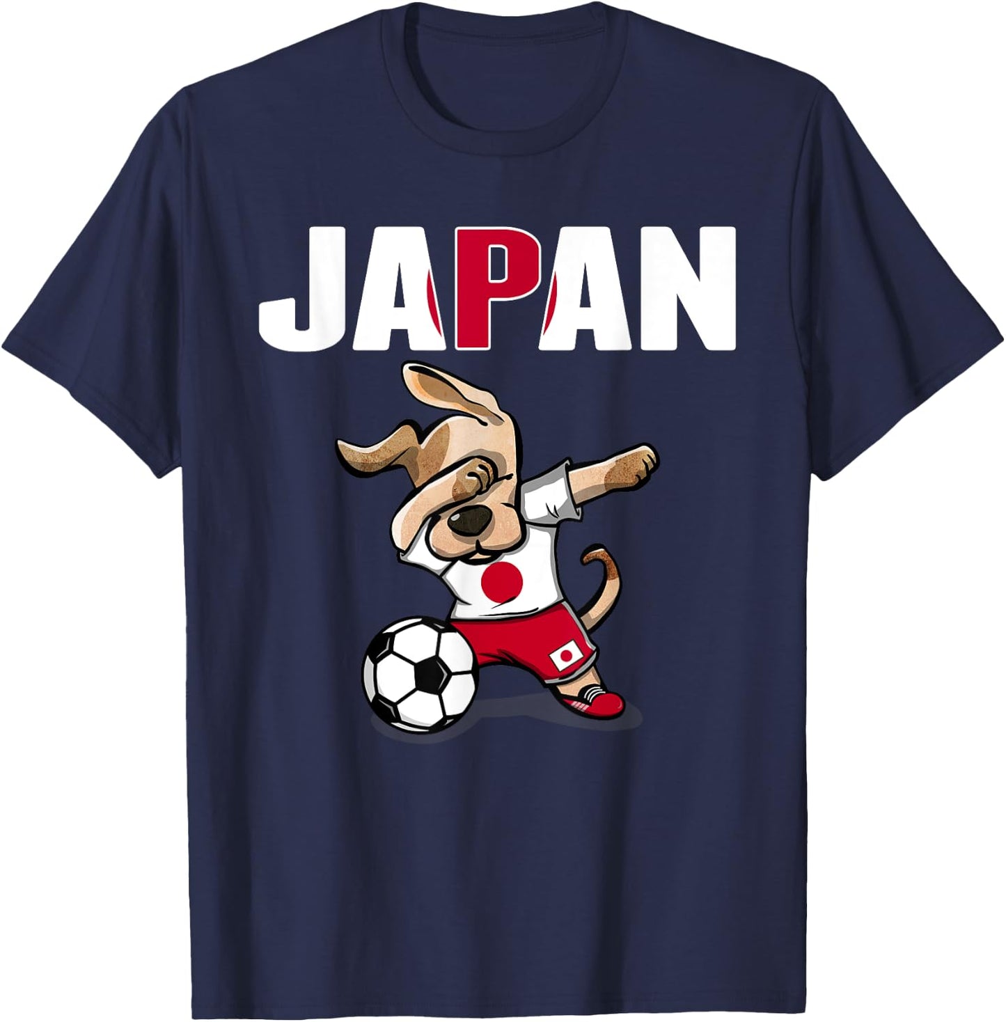 Dabbing Dog Japan Soccer Fans Jersey Japanese Flag Football Women Kids T-Shirt - T-Shirt | Navy