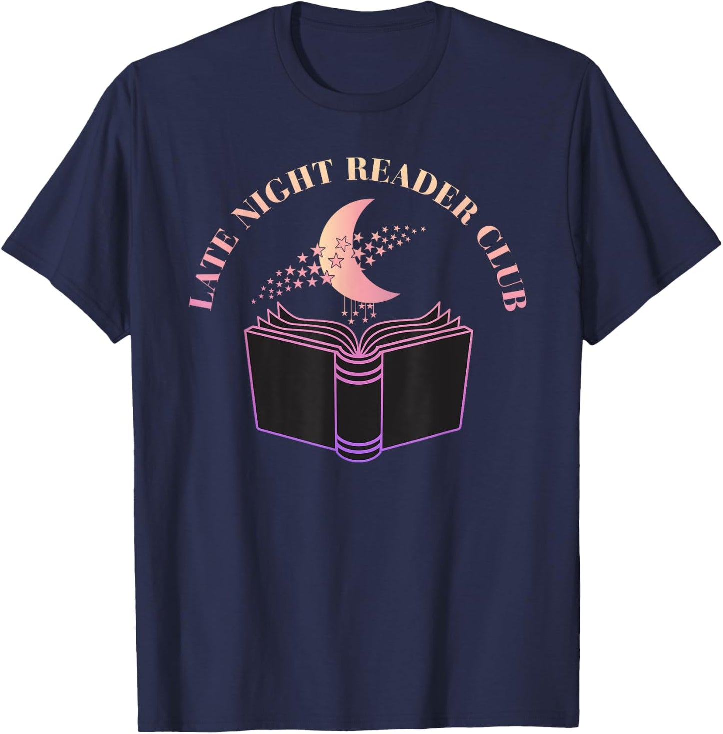 Late Night Reader Club Book Reading Bookworm T-Shirt - T-Shirt | Navy
