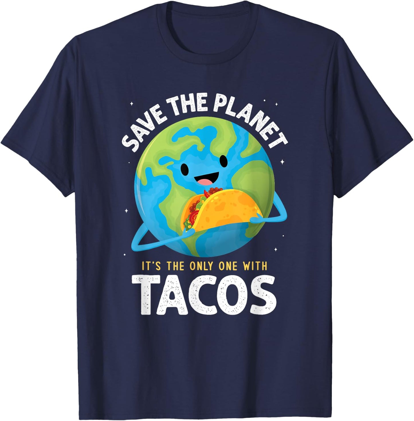 Save the Planet Its the Only One with Tacos Earth Day kids T-Shirt - T-Shirt | Navy
