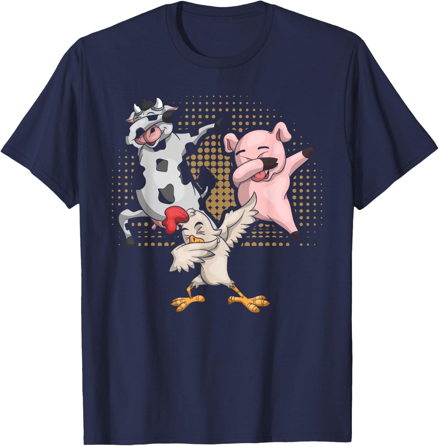 Dabbing Chicken Pig Cow Funny Farm Animal T-Shirt - T-Shirt | Navy