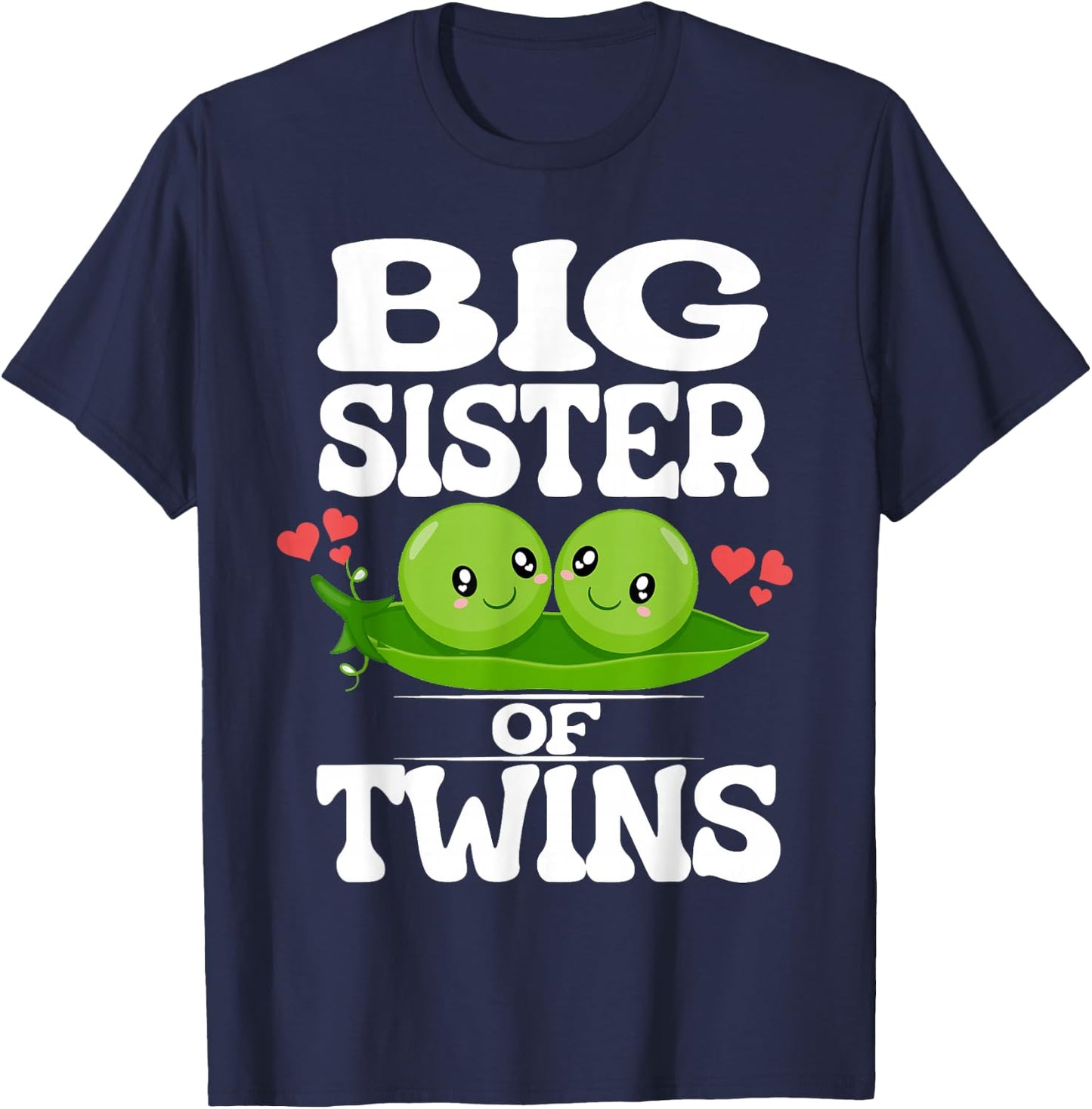 Big Sister Of Twins Cute Peas T-Shirt - T-Shirt | Navy