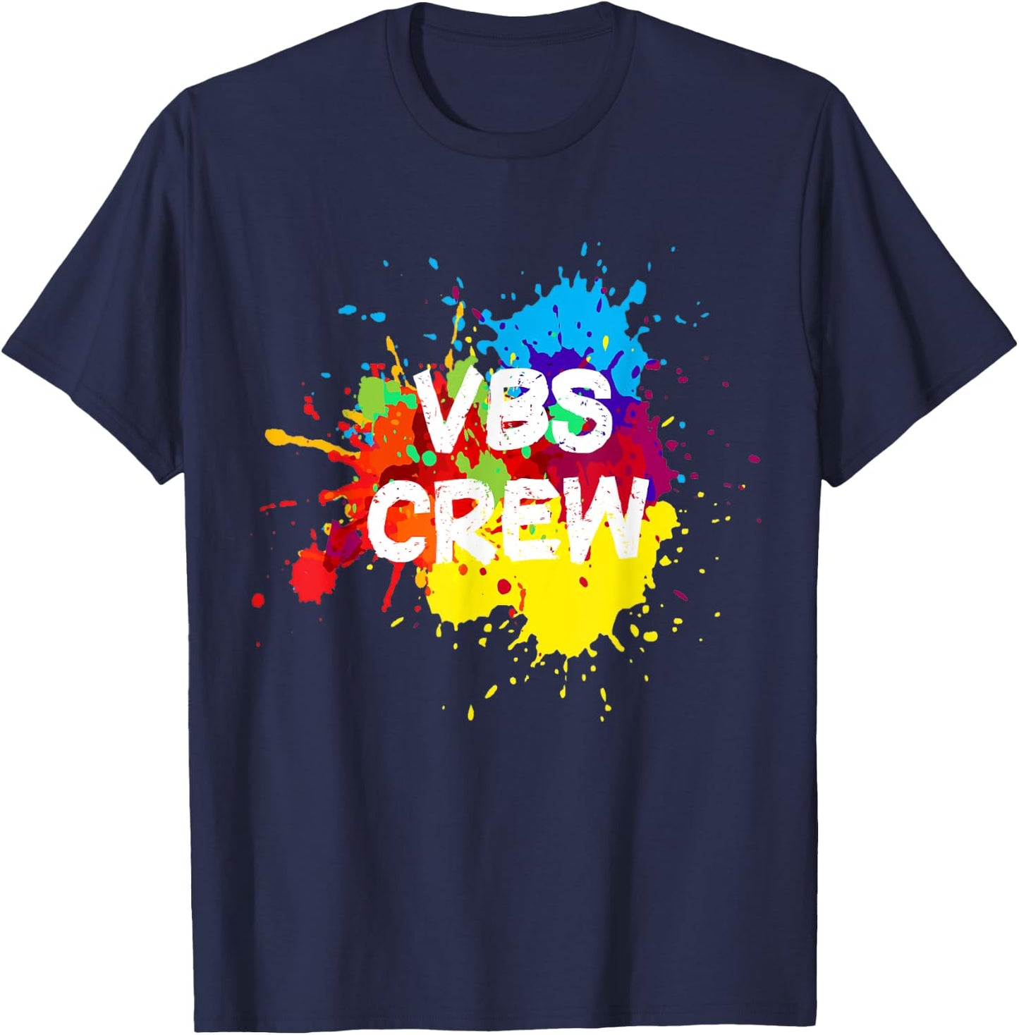 VBS 2022 Crew Vacation Bible School Paint Splatter T-Shirt - T-Shirt | Navy