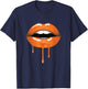 Orange Ombre Dripping Lips T-Shirt - T-Shirt | Navy