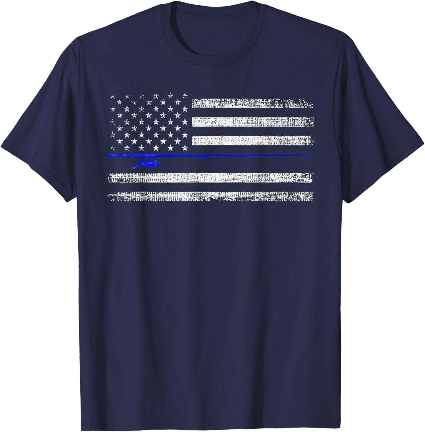 American Flag Distressed Fishing T-Shirt - T-Shirt | Navy