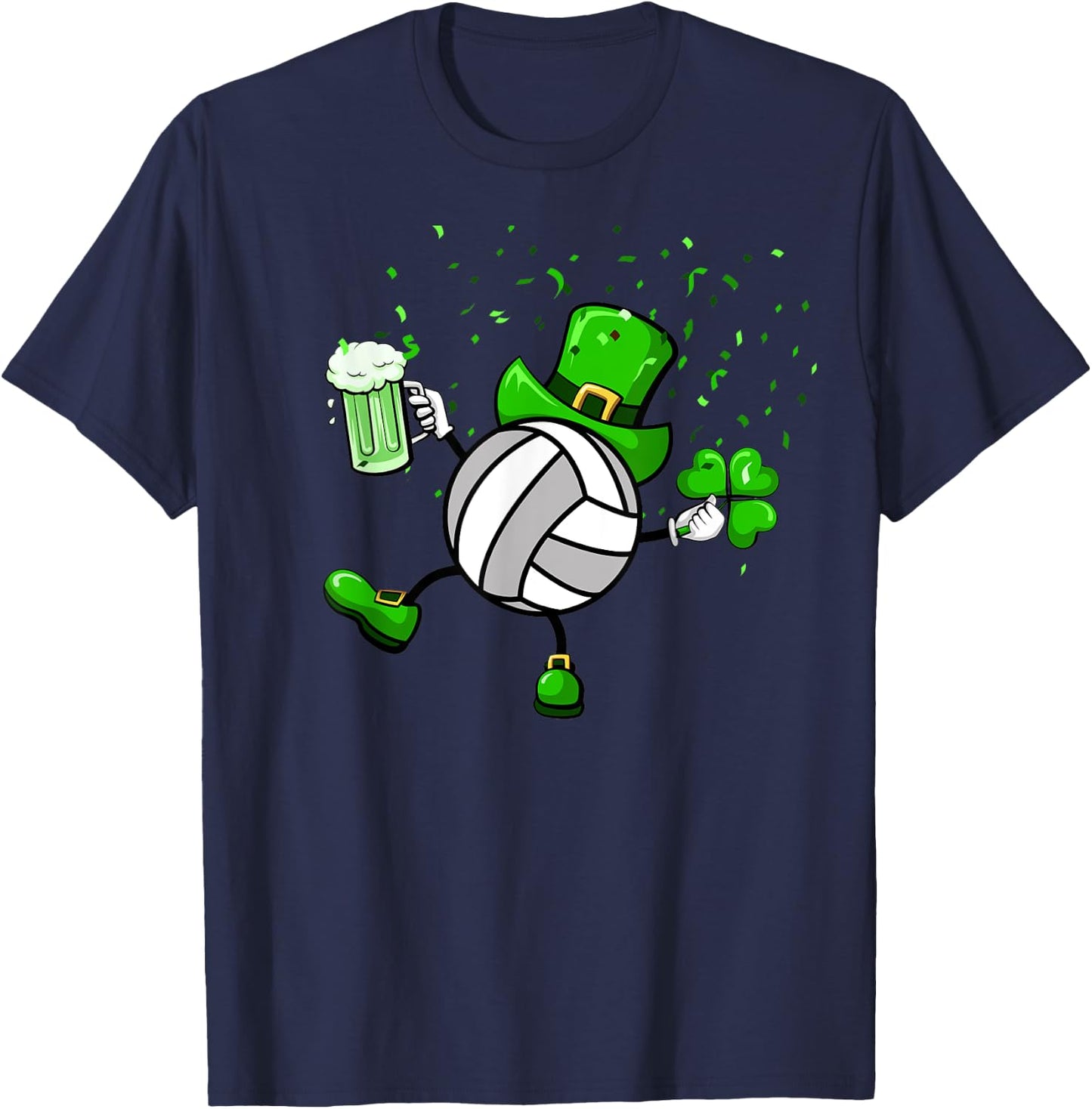Cool Saint Patrick's Volleyball Shamrock Shirt Sport Lovers T-Shirt - T-Shirt | Navy