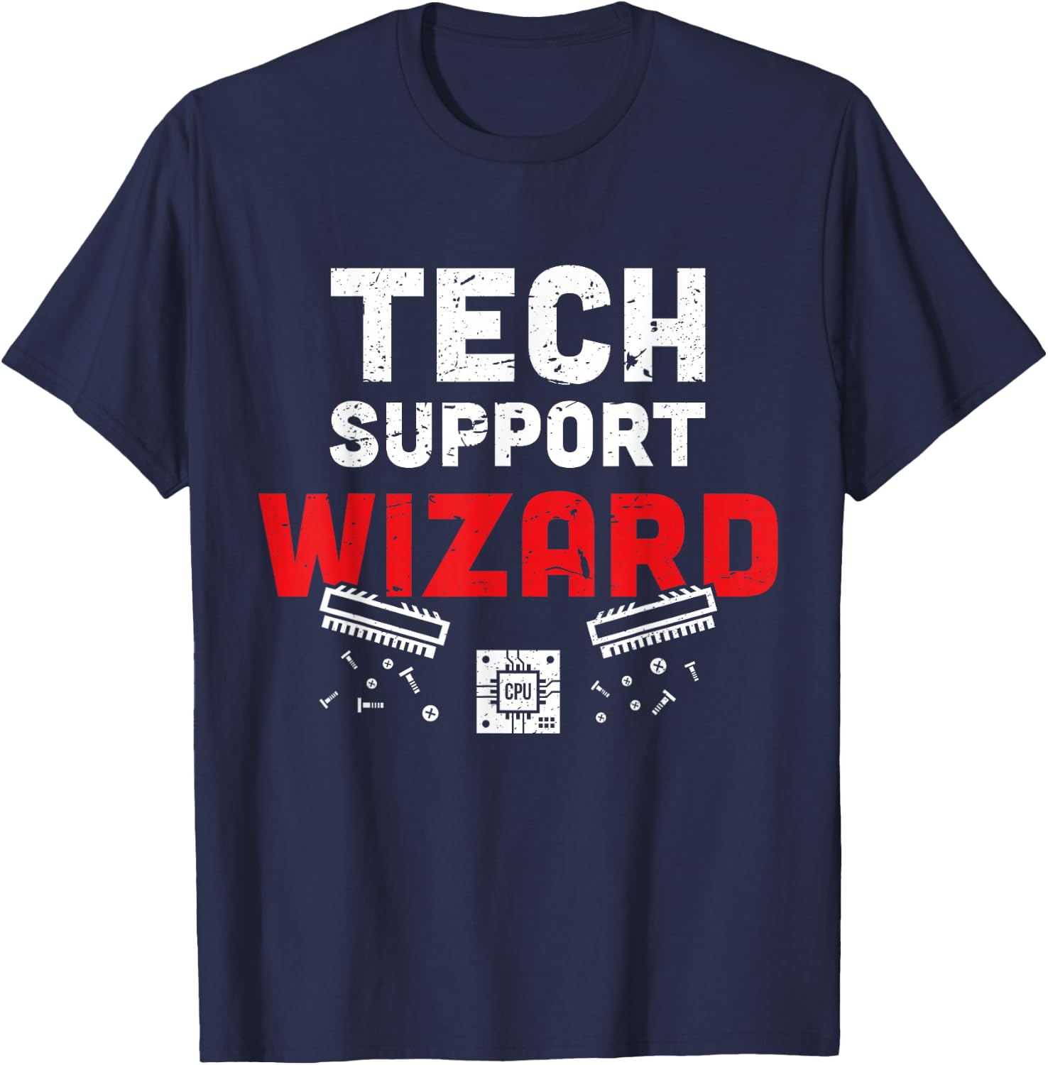 Tech Support Wizard Helpdesk and Computer Technician T-Shirt - T-Shirt | Navy