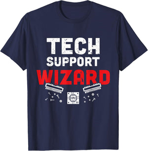 Tech Support Wizard Helpdesk and Computer Technician T-Shirt - T-Shirt | Navy
