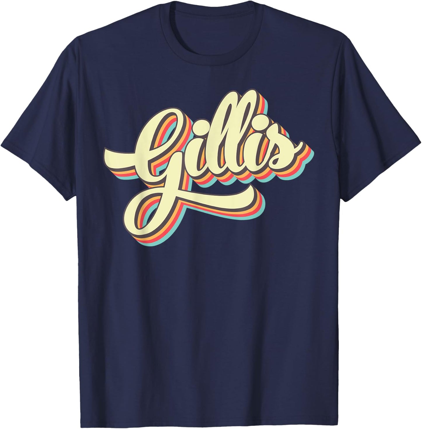 Gillis Retro Art Baseball Font Vintage T-Shirt - T-Shirt | Navy