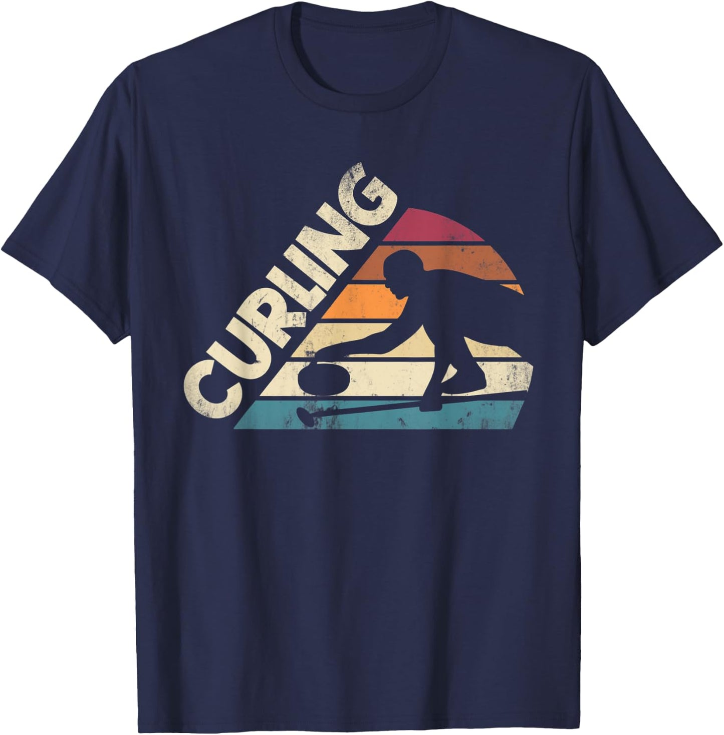 Curling Sport Curler Curling Player Silhouette T-Shirt - T-Shirt | Navy
