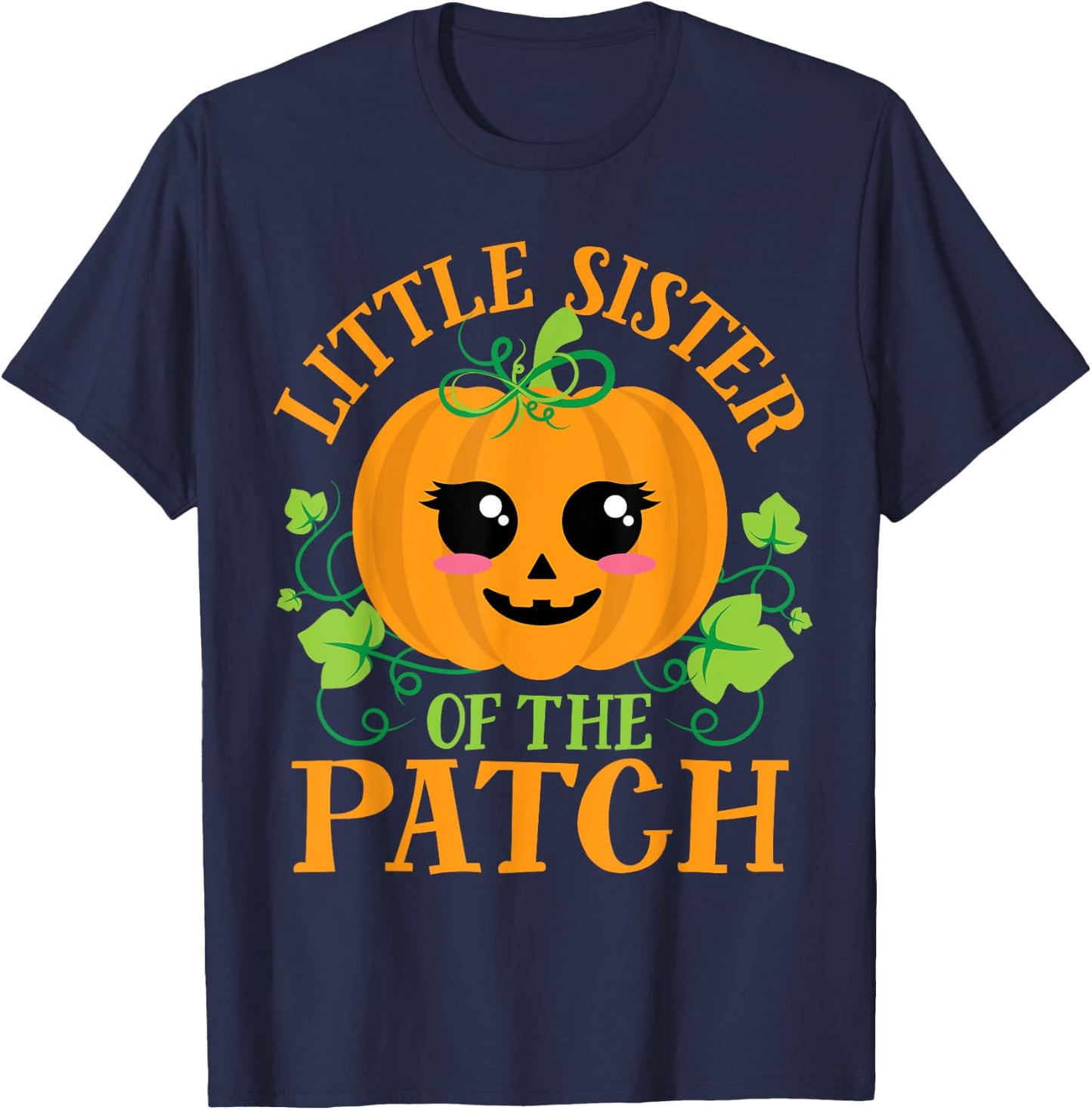 Little Sister Pumpkin Patch Matching Family Girls Halloween T-Shirt - T-Shirt | Navy