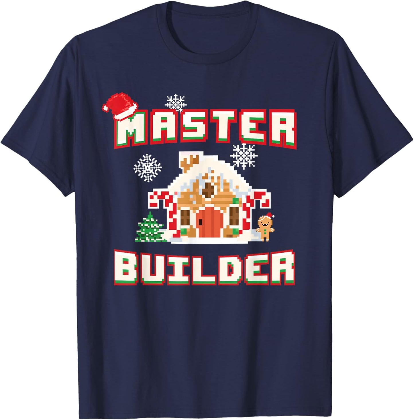 Master Builder Gingerbread House Construction Decorating T-Shirt - T-Shirt | Navy