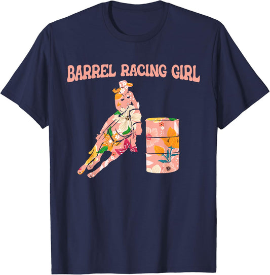 Barrel Racing Western Riding Rodeo Horse Riding Barrel Racing T-Shirt - T-Shirt | Navy