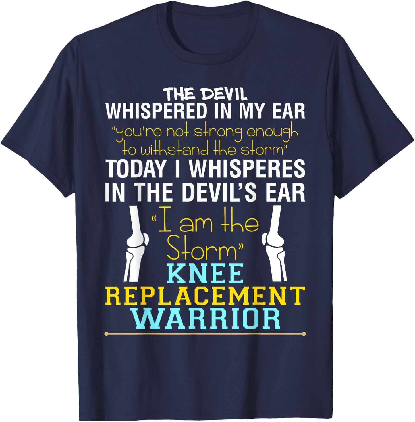 Total Knee Replacement Recovery ACL Surgery Warrior T-Shirt - T-Shirt | Navy