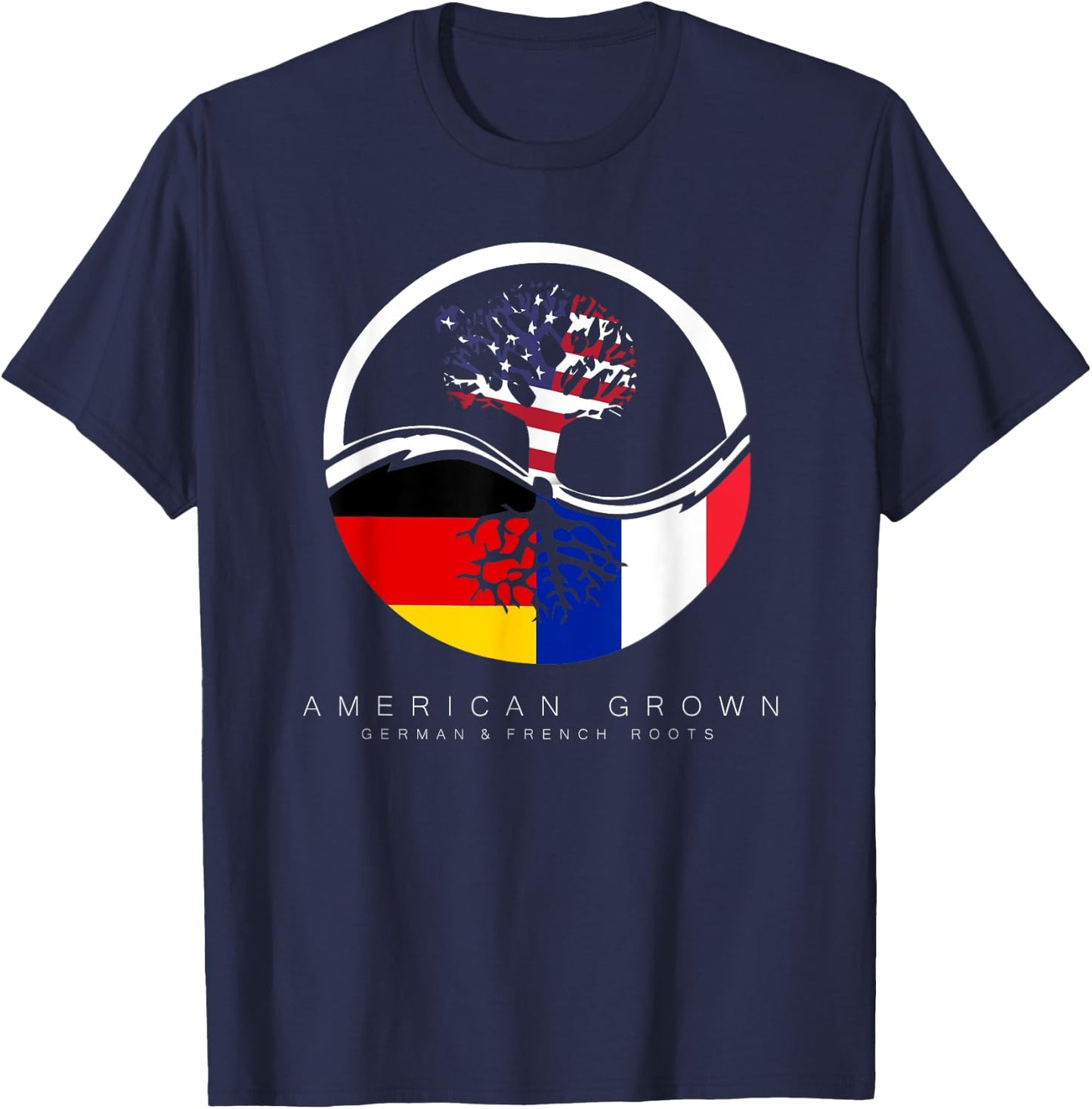 German French Roots - American Grown with Flag T-Shirt - T-Shirt | Navy