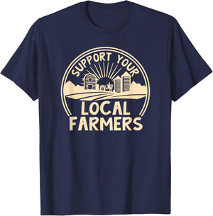 Support Your Local Farmers Design T-Shirt - T-Shirt | Navy