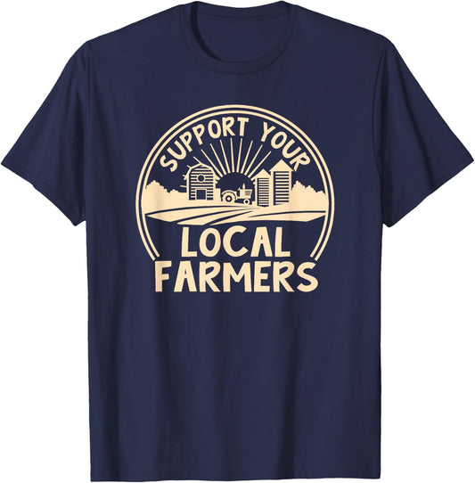 Support Your Local Farmers Design T-Shirt - T-Shirt | Navy