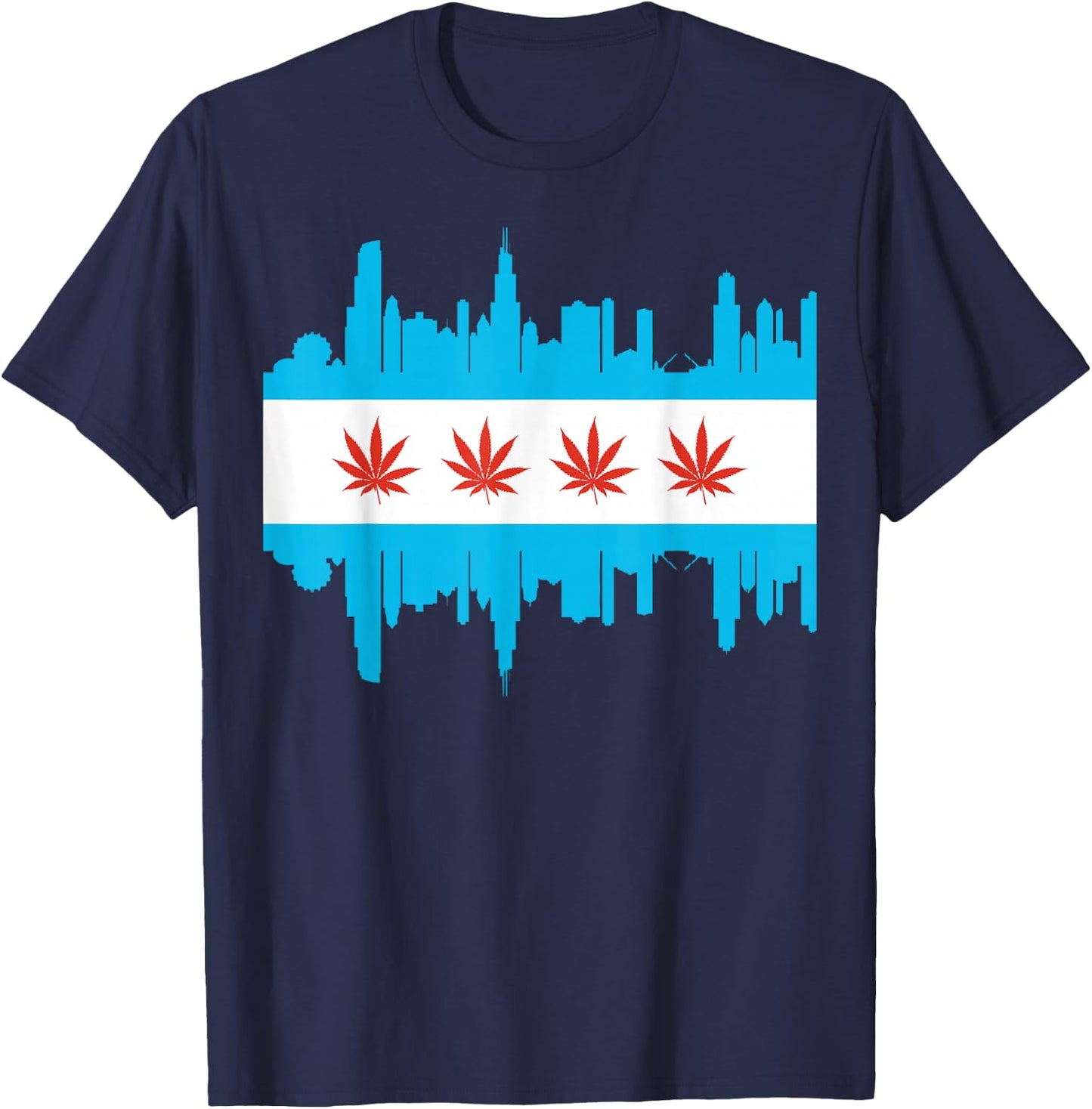 Chicago Marijuana Legalization of Weed in Illinois Flag Gift T-Shirt - T-Shirt | Navy