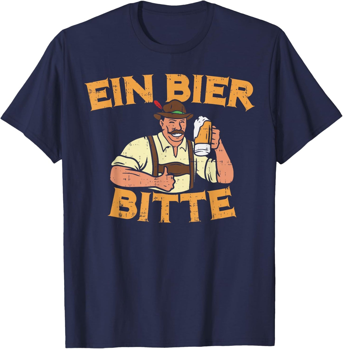 Ein Bier Bitte Shirt German Oktoberfest Beer Mug Drinking T-Shirt - T-Shirt | Navy