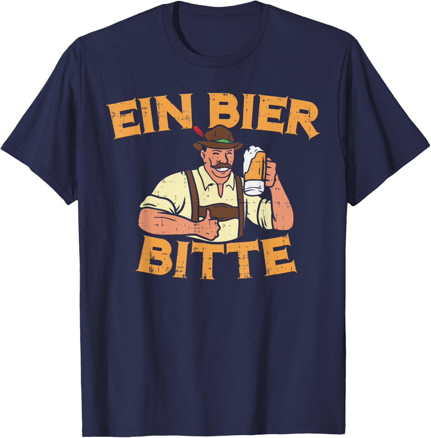Ein Bier Bitte Shirt German Oktoberfest Beer Mug Drinking T-Shirt - T-Shirt | Navy