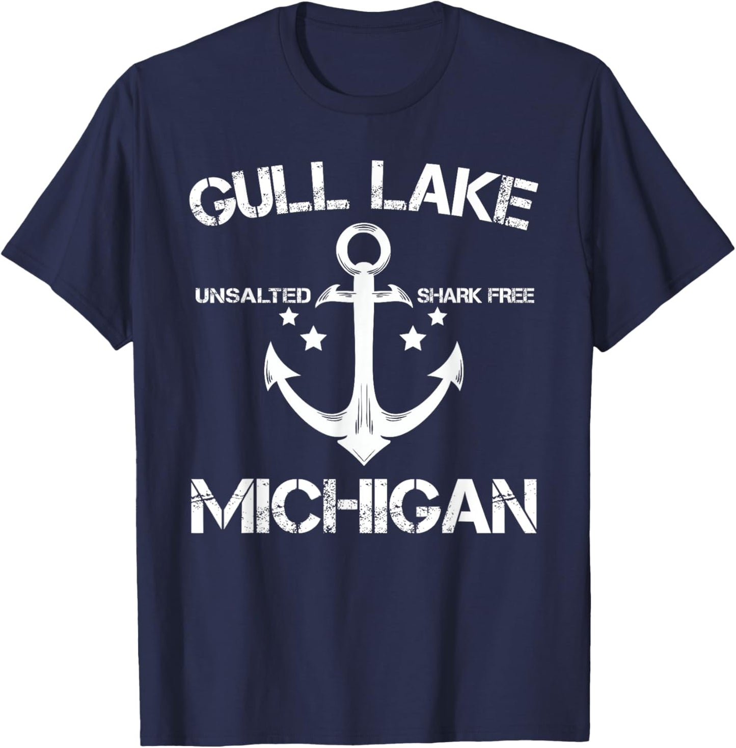 GULL LAKE MICHIGAN Funny Fishing Camping Summer Gift T-Shirt - T-Shirt | Navy