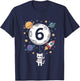 Kids 6 Year Old Birthday Cat Astronaut 6th Birthday T-Shirt - T-Shirt | Navy
