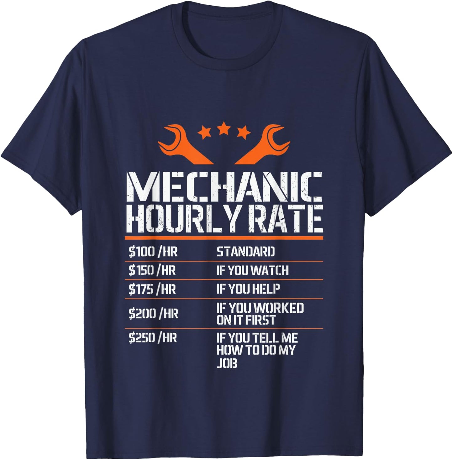 Mechanic Hourly Rate - Mechanic Labor Rates Funny Handyman T-Shirt - T-Shirt | Navy