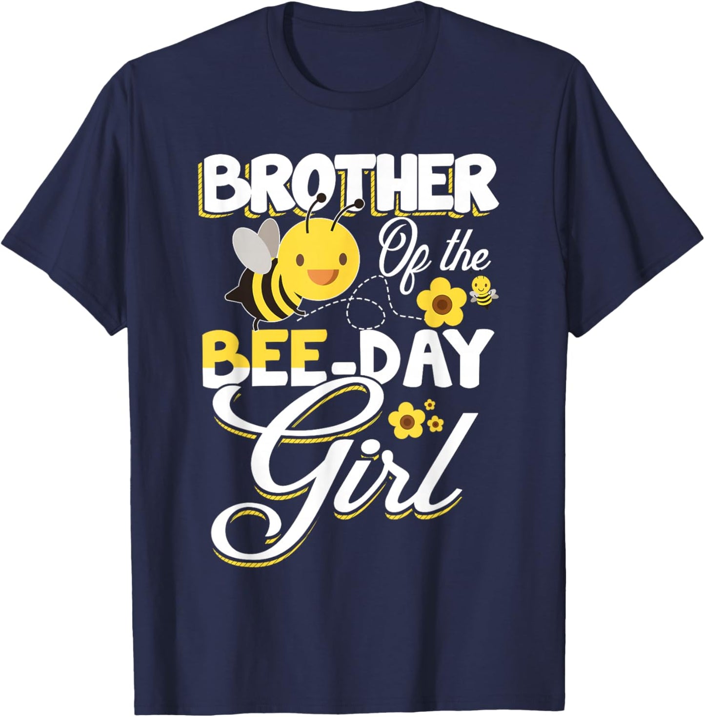 Brother of The Bee Day Girl Bee Birthday Party Theme T-Shirt - T-Shirt | Navy