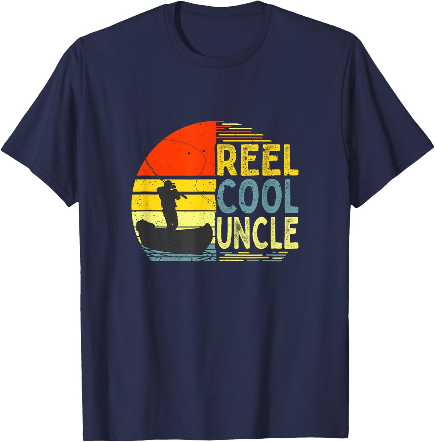 Reel Cool Uncle Fishing Daddy Fathers Day Dad Merch T-Shirt - T-Shirt | Navy
