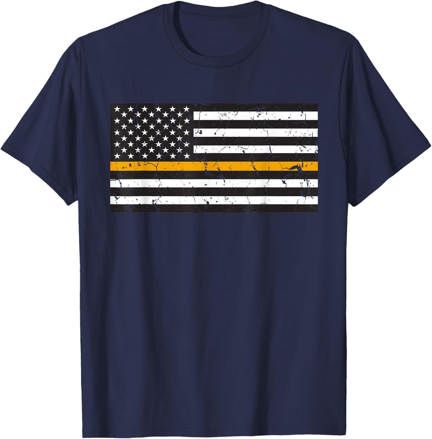 American Flag With Orange Stripe Search And Rescue SAR T-Shirt - T-Shirt | Navy
