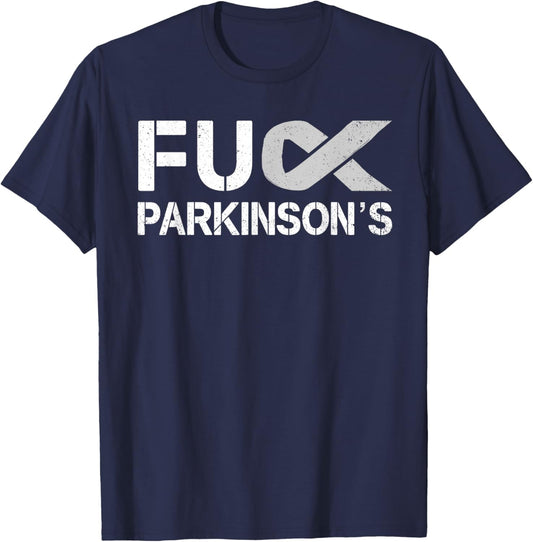 Fuck FU Parkinson's Disease Awareness Month Silver Ribbon T-Shirt - T-Shirt | Navy