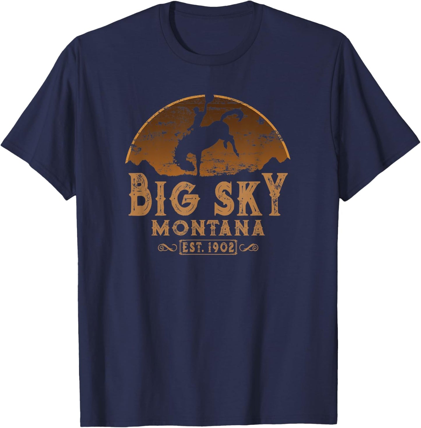 Big Sky Montana MT Wild West Rodeo Cowboy T-Shirt - T-Shirt | Navy