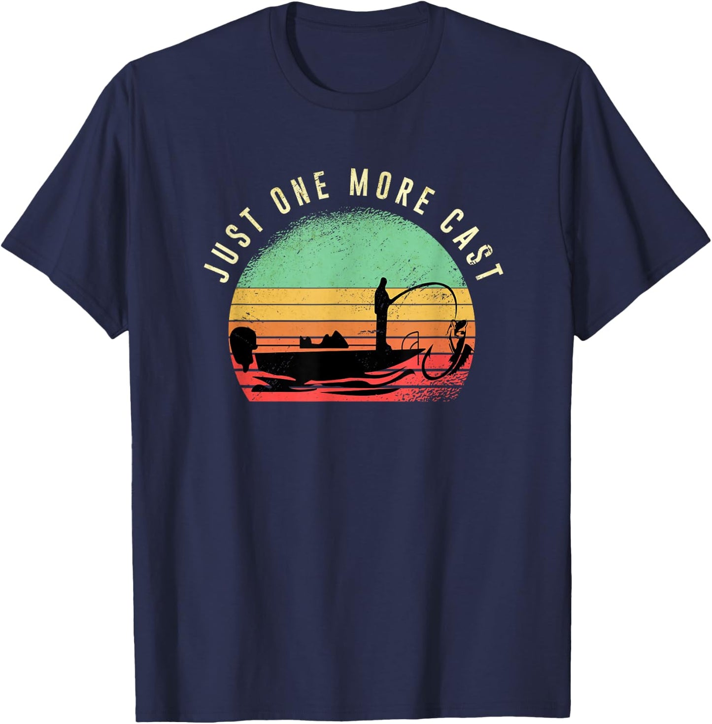 Just One More Cast Sunset Funny Fishing Addicts Hobby T-Shirt - T-Shirt | Navy