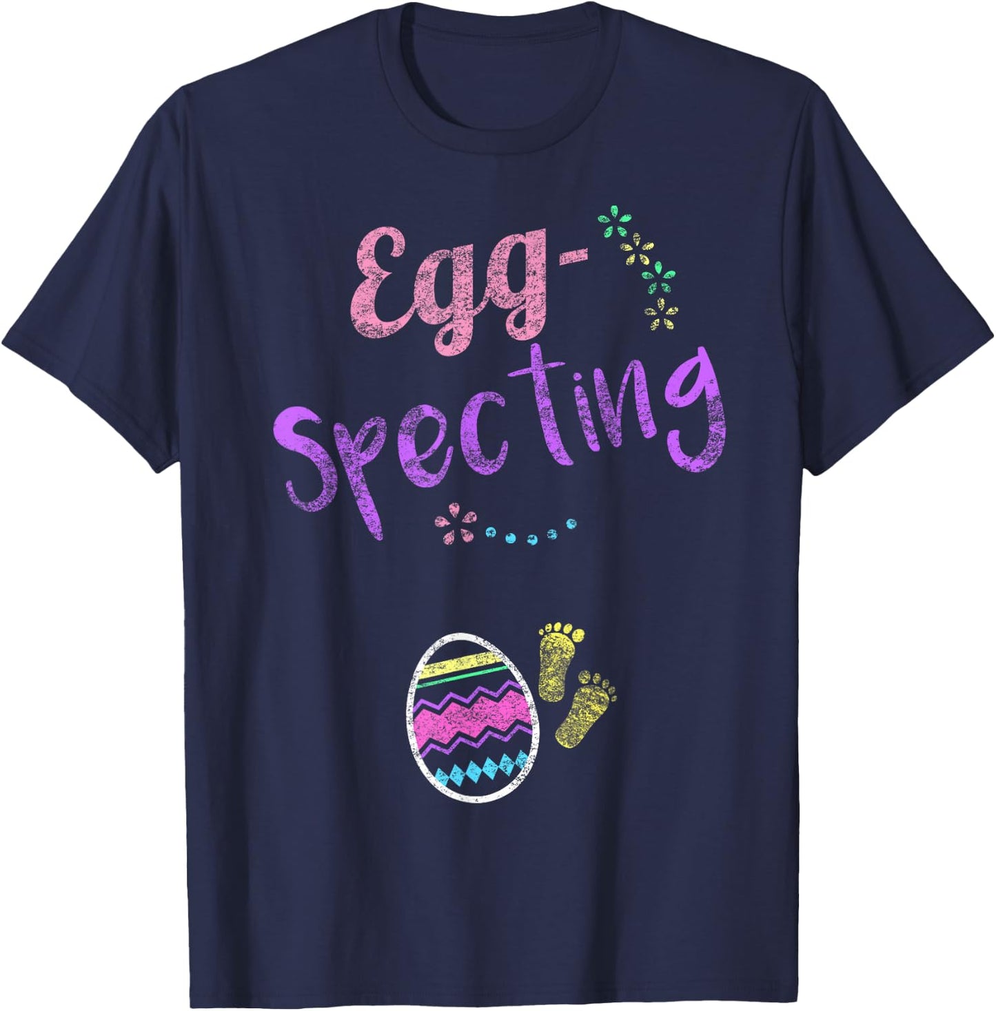 Cute Eggspecting Shirt Easter Pregnancy Announcement Shirt T-Shirt - T-Shirt | Navy