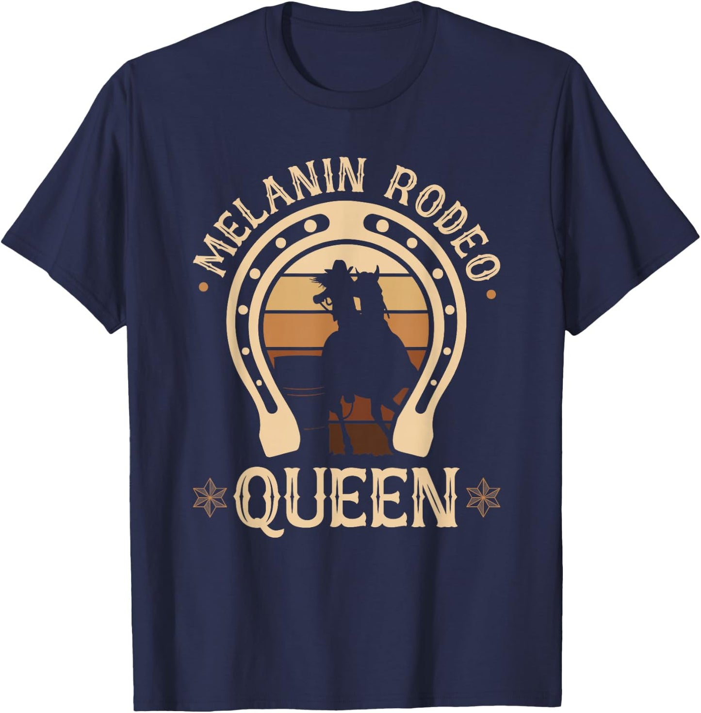 Barrel Racing Melanin Rodeo Queen African American Cowgirl T-Shirt - T-Shirt | Navy