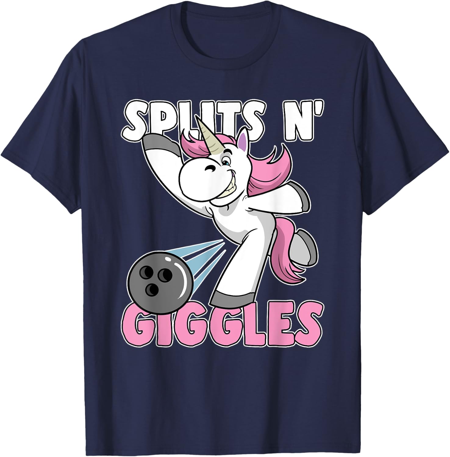 Splits n' Giggles Unicorn Bowling Bowler T-Shirt - T-Shirt | Navy