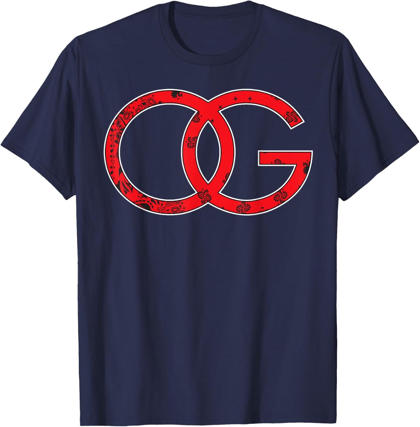 CaliDesign OG Original Gangster RED Bandana Print T-Shirt - T-Shirt | Navy