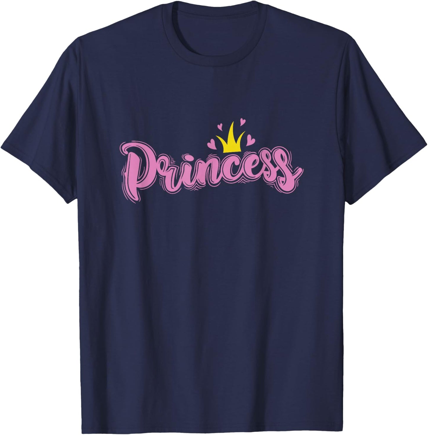 Princess with Crown and Heart Girl T-Shirt - T-Shirt | Navy