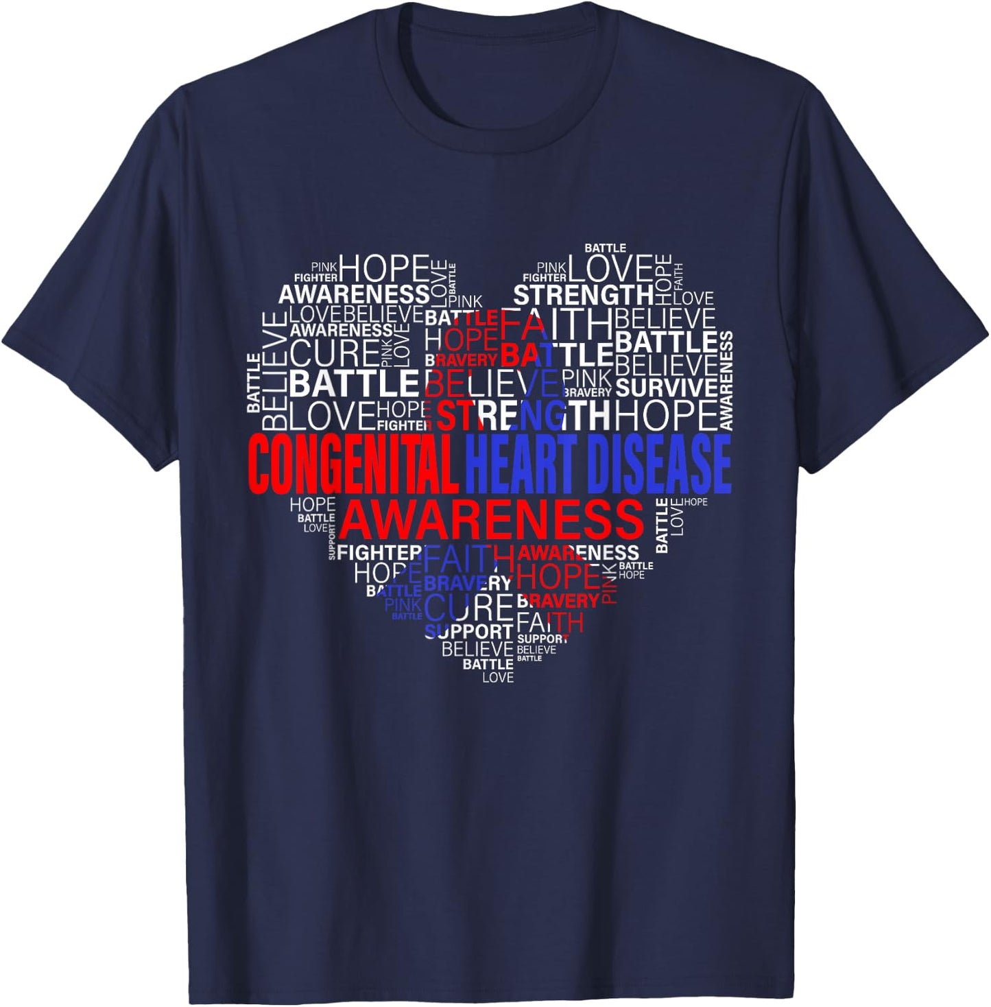 CHD Awareness Heart Disease Fighting Hope Support Warrior T-Shirt - T-Shirt | Navy