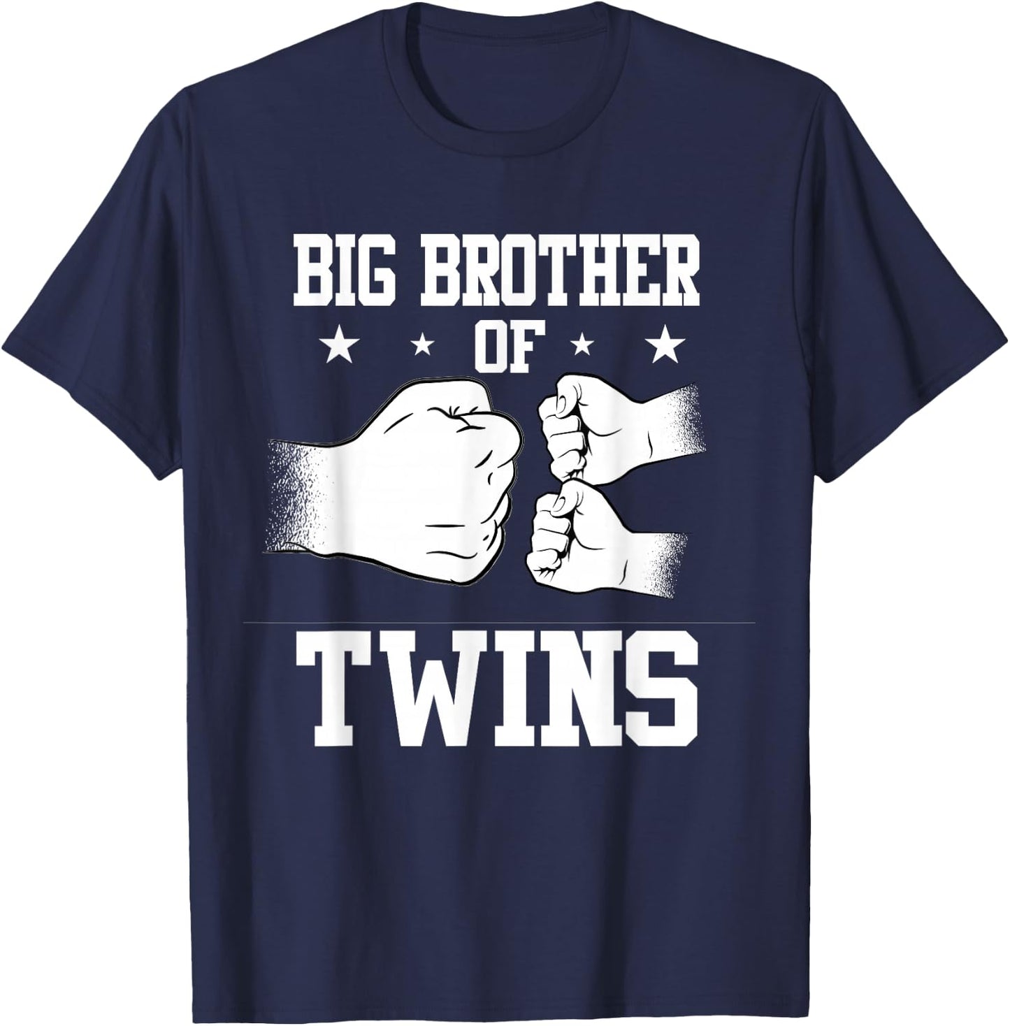 Big Brother of Twins Older Brother of Twin Announcement T-Shirt - T-Shirt | Navy