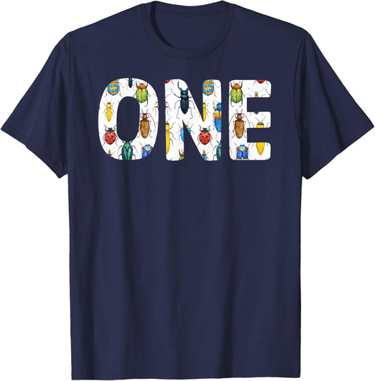 mb Bug 1st Birthday Funny Insects Lover 1 Year Old Kids T-Shirt - T-Shirt | Navy