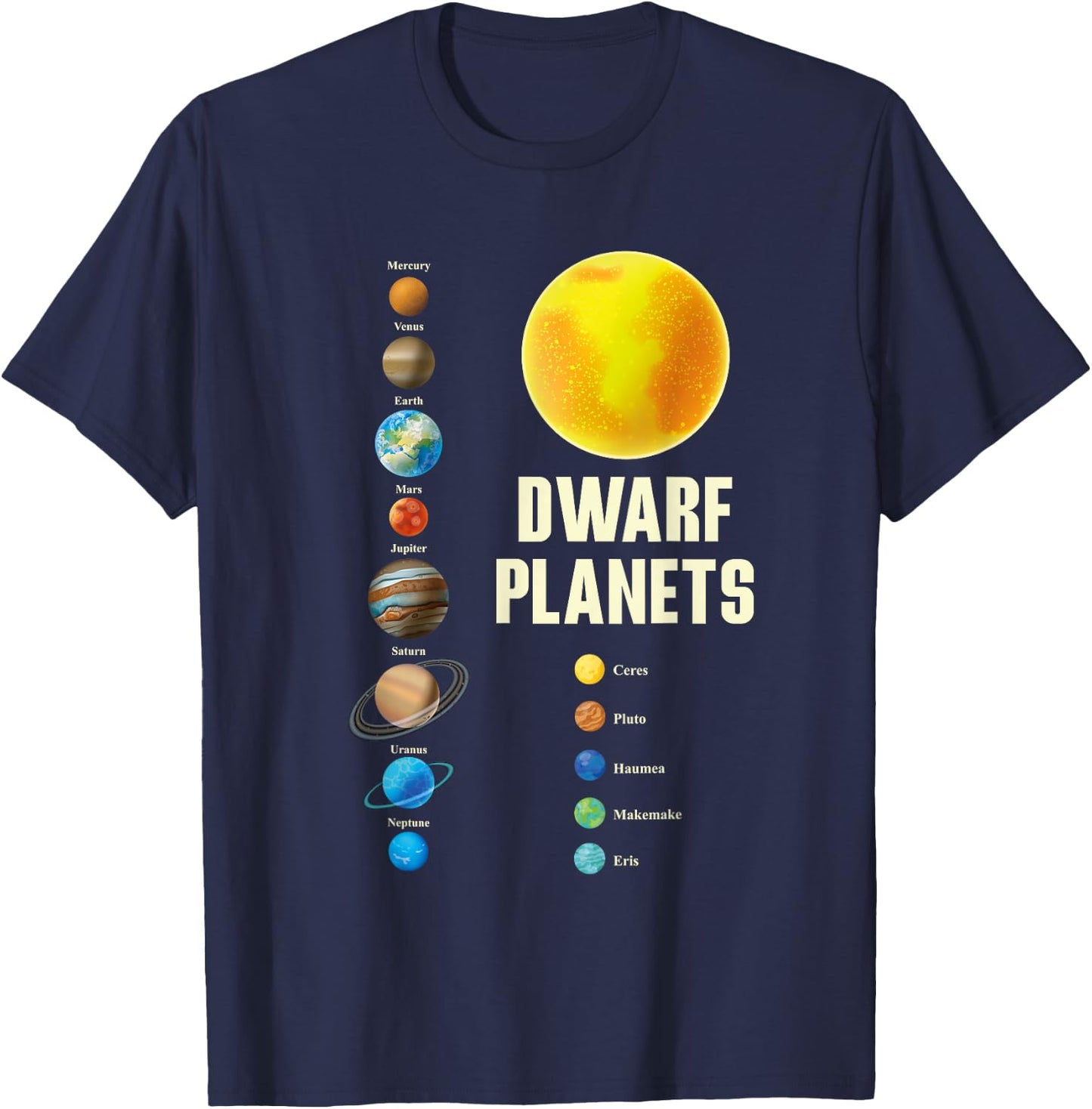 Solar System Children and Adults Dwarf Planets Gift T-Shirt - T-Shirt | Navy